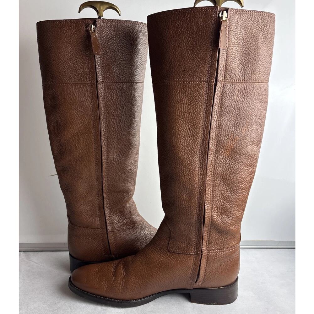 Tory Burch Brown Leather Knee High Riding Boots Round Toe Women Size 10 M - Picture 5 of 12